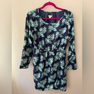 J Crew Long Sleeve Dress Leaf Print Size 8